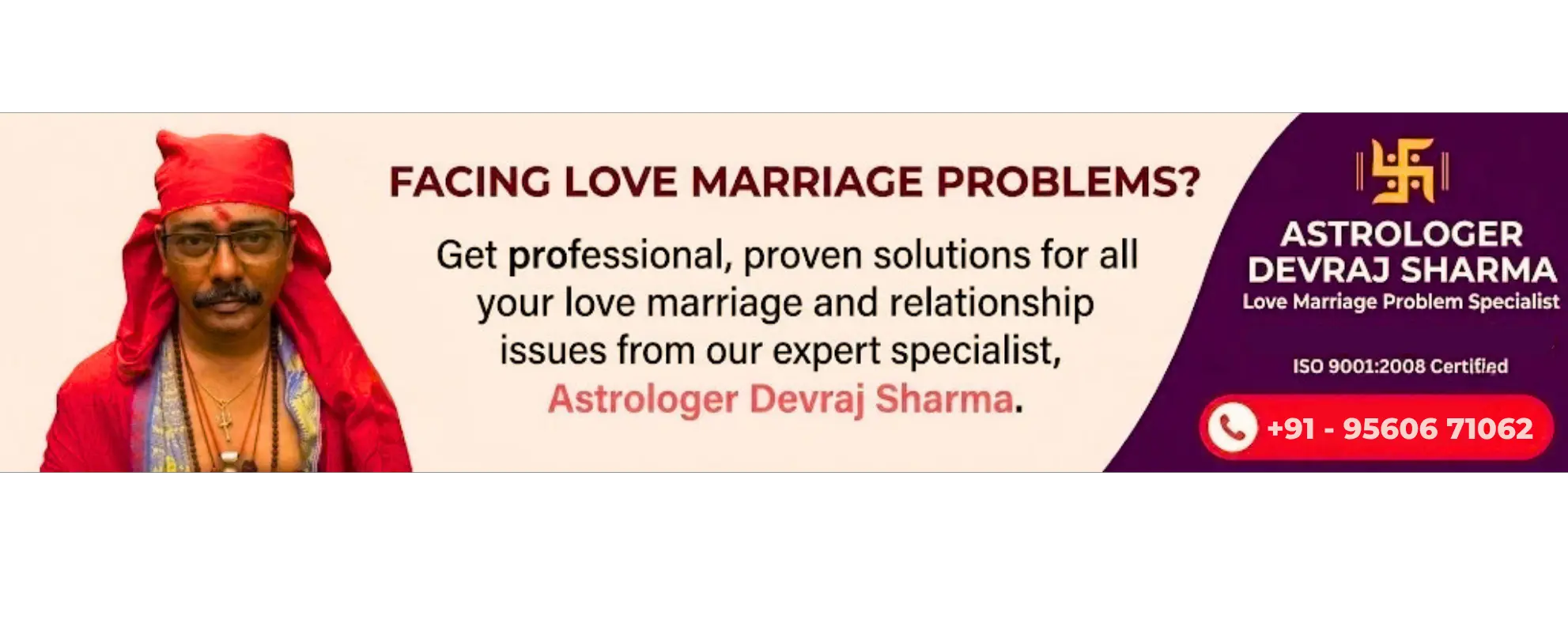 Astrologer Devraj Sharma, love marriage problem specialist, offering guidance for love marriage and relationship problems
